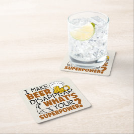 Posavasos Cuadrado De Papel Hago que la cerveza desaparezca