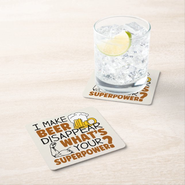 Posavasos Cuadrado De Papel Hago que la cerveza desaparezca (In situ)