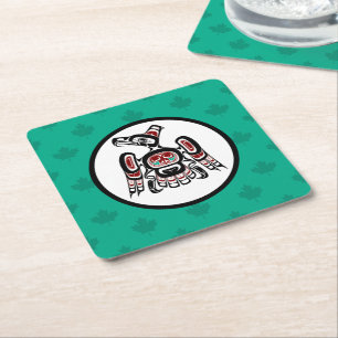 Posavasos Cuadrado De Papel Haida Kaigani Thunderbird