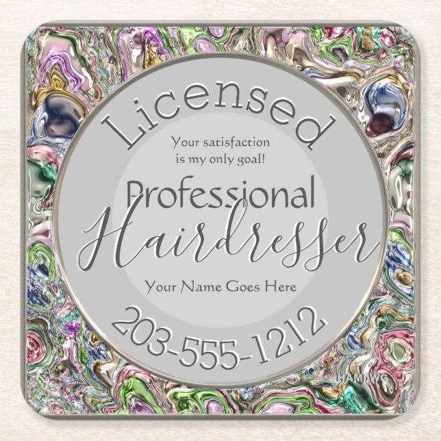 Posavasos Cuadrado De Papel Hairdresser Advertising HAMbWG Coaster con licenci (Anverso)