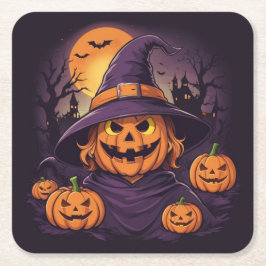 Posavasos Cuadrado De Papel Halloween-