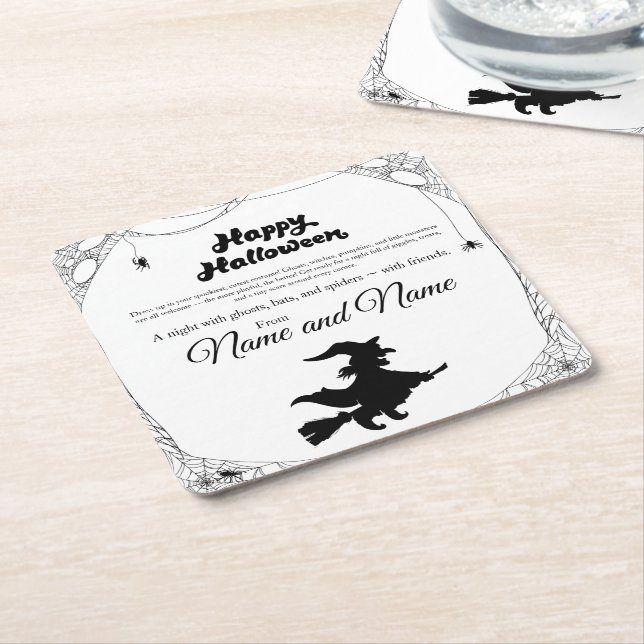 Posavasos Cuadrado De Papel Halloween (En perspectiva)