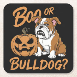 Posavasos Cuadrado De Papel Halloween, Bulldog personalizado: Arte pop