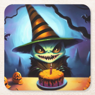 Posavasos Cuadrado De Papel Halloween - Cumpleaños 1