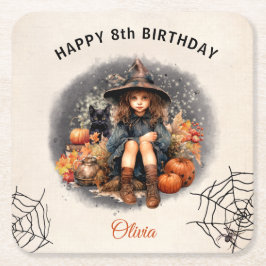 Posavasos Cuadrado De Papel Halloween Cumpleaños Party Witch Paper Coaster