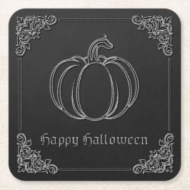 Posavasos Cuadrado De Papel Halloween de calabaza de plata