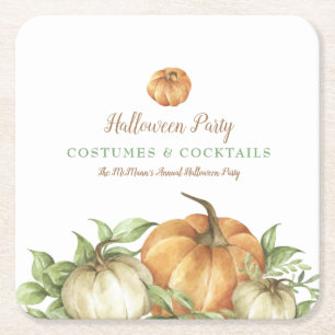 Posavasos Cuadrado De Papel Halloween de la Calabaza Caída