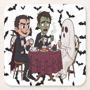 Posavasos Cuadrado De Papel Halloween de la Dulce Festividad de Monster