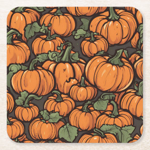 Posavasos Cuadrado De Papel Halloween de otoño Minimalista de la Calabaza Cuta