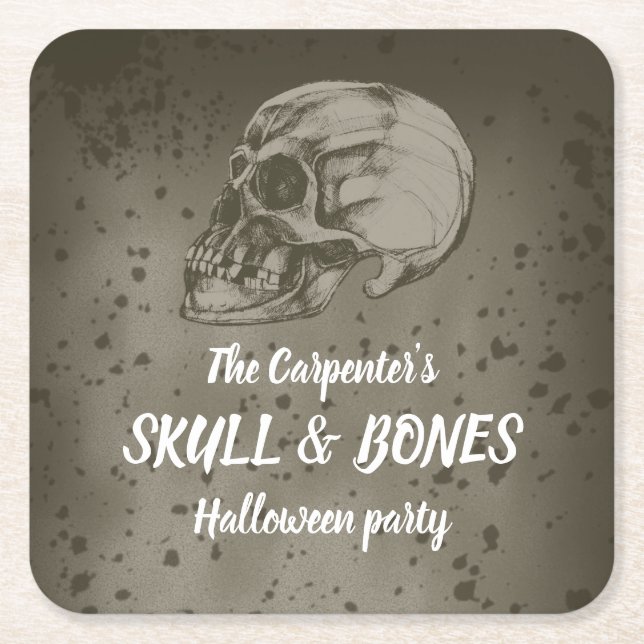 Posavasos Cuadrado De Papel Halloween de Skull & Bones (Anverso)