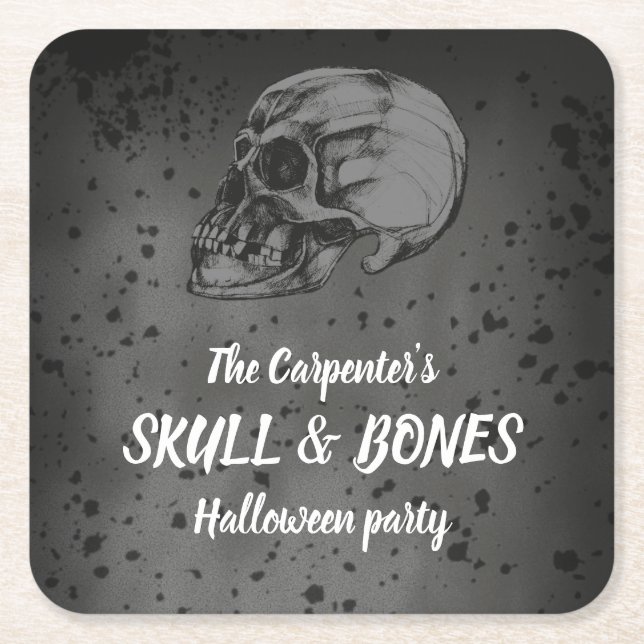Posavasos Cuadrado De Papel Halloween de Skull & Bones (Anverso)