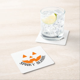 Posavasos Cuadrado De Papel Halloween de Temporada y Calabaza