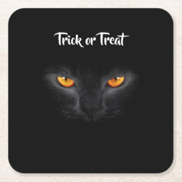 Posavasos Cuadrado De Papel Halloween del gato negro