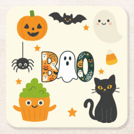 Posavasos Cuadrado De Papel Halloween editable - Bash de pequeños monstruos -