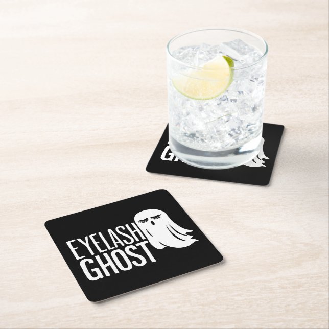Posavasos Cuadrado De Papel Halloween Eyelash Ghost (In situ)