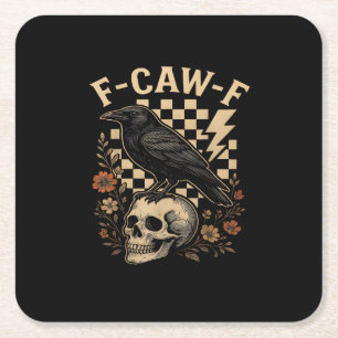 Posavasos Cuadrado De Papel Halloween F Caw F Cuervo Pájaro Cuadros Vintage Es