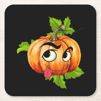 Posavasos Cuadrado De Papel Halloween Funny Pumpkin Face