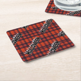 Posavasos Cuadrado De Papel Halloween Ghost Candle Lettering