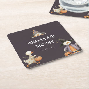 Posavasos Cuadrado De Papel Halloween Gris Gray Kids Birday Costume Fiesta