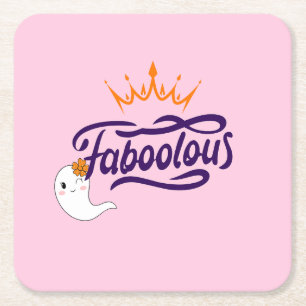 Posavasos Cuadrado De Papel Halloween lindo, fabólico, fantasma lindo, perrito