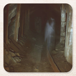 Posavasos Cuadrado De Papel Halloween - Mina embrujada 1