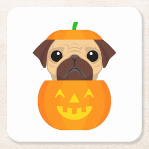 Posavasos Cuadrado De Papel Halloween Pugkin