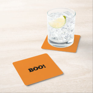 Posavasos Cuadrado De Papel ¡Halloween Scary Boo! naranja negro de ojos