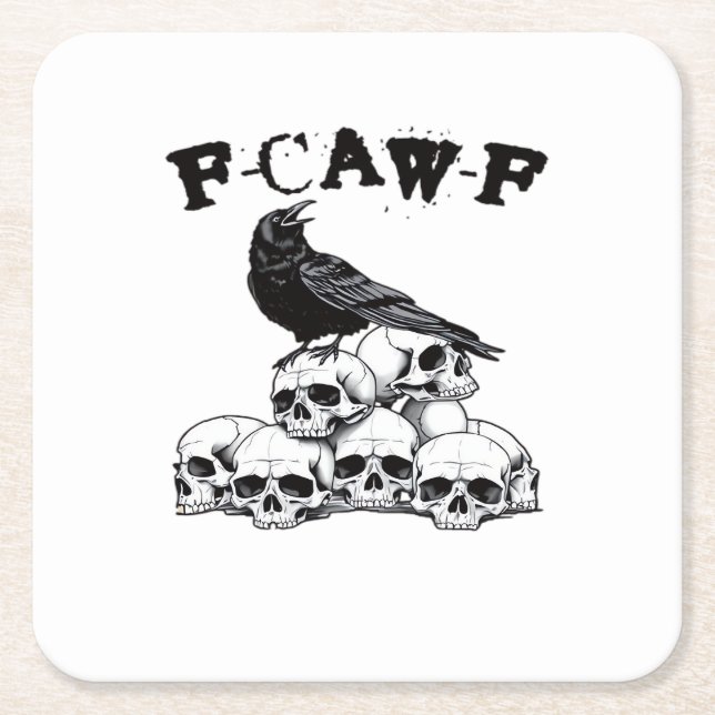 Posavasos Cuadrado De Papel Halloween Skull. F Caw F Vintage Graphic (Anverso)