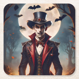 Posavasos Cuadrado De Papel Halloween Steampunk Gótico Zombie Vampiro