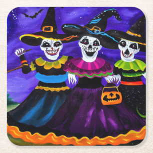 Posavasos Cuadrado De Papel Halloween - Testigos 2