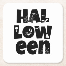Posavasos Cuadrado De Papel Halloween Typography