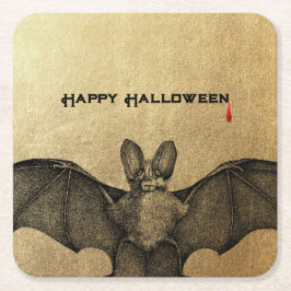 Posavasos Cuadrado De Papel Halloween Vampire Bat Gold
