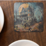 Posavasos Cuadrado De Papel Halloween Vintage Hauned House Zombie<br><div class="desc">Este diseño se puede personalizar eligiendo la opción Editar diseño. También puede transferir a otros artículos. Póngase en contacto conmigo en colorflowcreations@gmail.com o utilice la opción de chat en la parte superior de la página si desea tener este diseño en otro producto o necesita ayuda con este diseño. Ver más...</div>