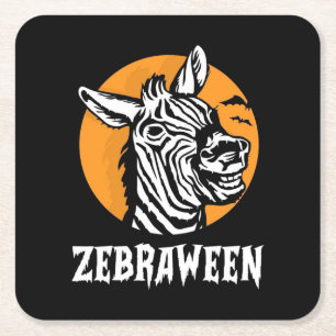 Posavasos Cuadrado De Papel Halloween Zebra
