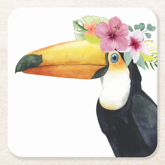 Posavasos Cuadrado De Papel Halo tropical - Toucan (Anverso)