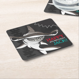 Posavasos Cuadrado De Papel Hammerhead Shark Birthday Party