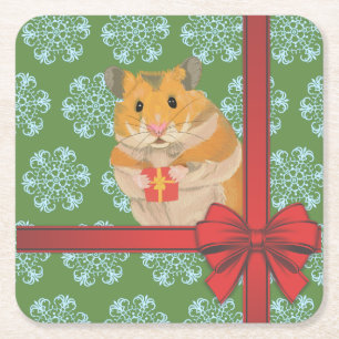 Posavasos Cuadrado De Papel Hammy Navidades Navidades Hamster