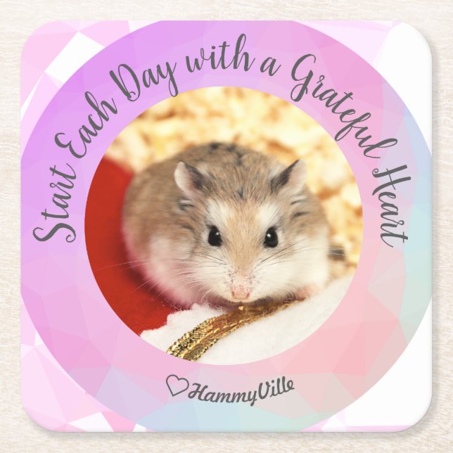 Posavasos Cuadrado De Papel HammyVille - Apreciado comienzo de martillo suave  (Anverso)