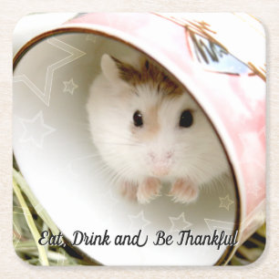 Posavasos Cuadrado De Papel Hammyville - Cute Hamster