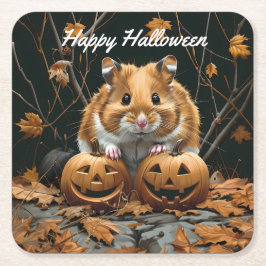Posavasos Cuadrado De Papel Hamster Halloween