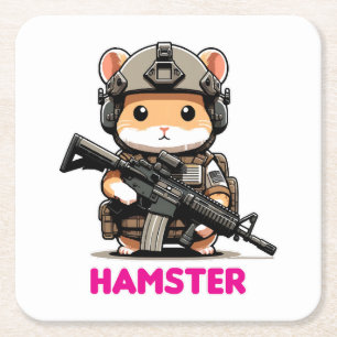 Posavasos Cuadrado De Papel Hamster táctico