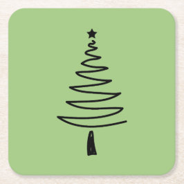Posavasos Cuadrado De Papel Hand Drawn christmas tree