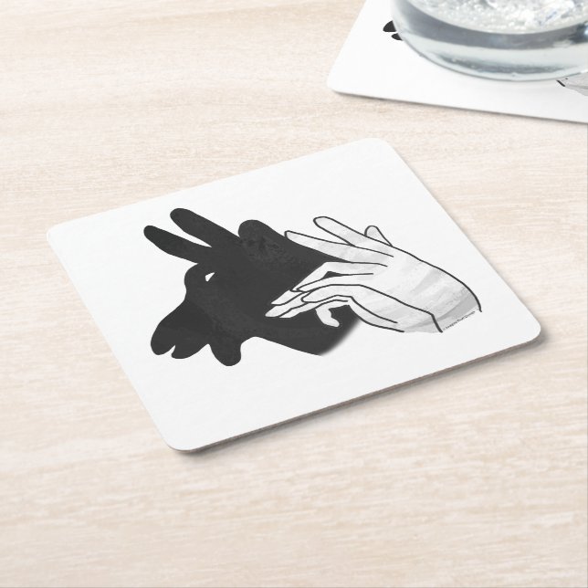 Posavasos Cuadrado De Papel Hand Silhouette Billy Goat Gray (En perspectiva)