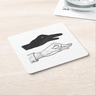 Posavasos Cuadrado De Papel Hand Silhouette Duck