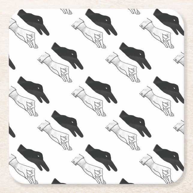 Posavasos Cuadrado De Papel Hand Silhouette Duck (Anverso)