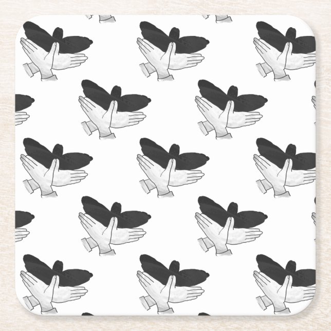 Posavasos Cuadrado De Papel Hand Silhouette Eagle (Anverso)