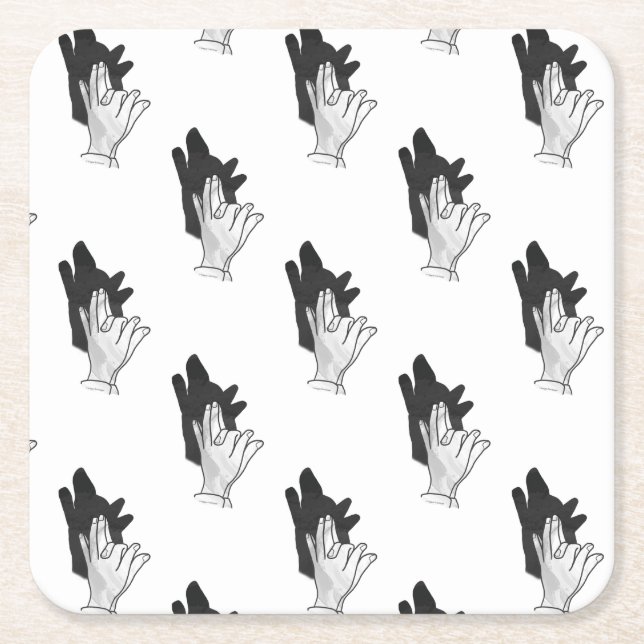 Posavasos Cuadrado De Papel Hand Silhouette Wolf (Anverso)