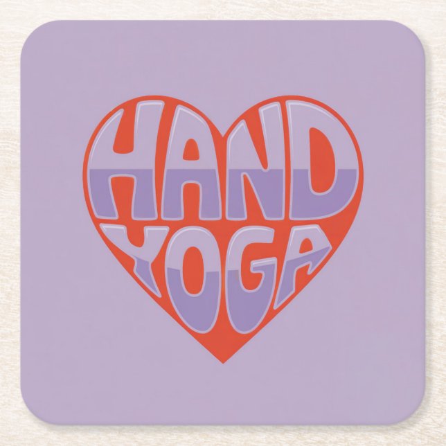 Posavasos Cuadrado De Papel Hand Yoga Red Lavender Square Paper Coaster Set (Anverso)