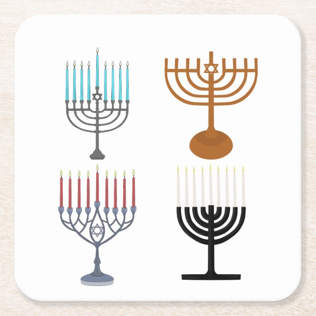 Posavasos Cuadrado De Papel Hanukkah Judaism Jew Religion (Anverso)