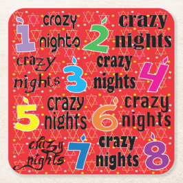 Posavasos Cuadrado De Papel Hanukkah Ocho Crazy Nights Red